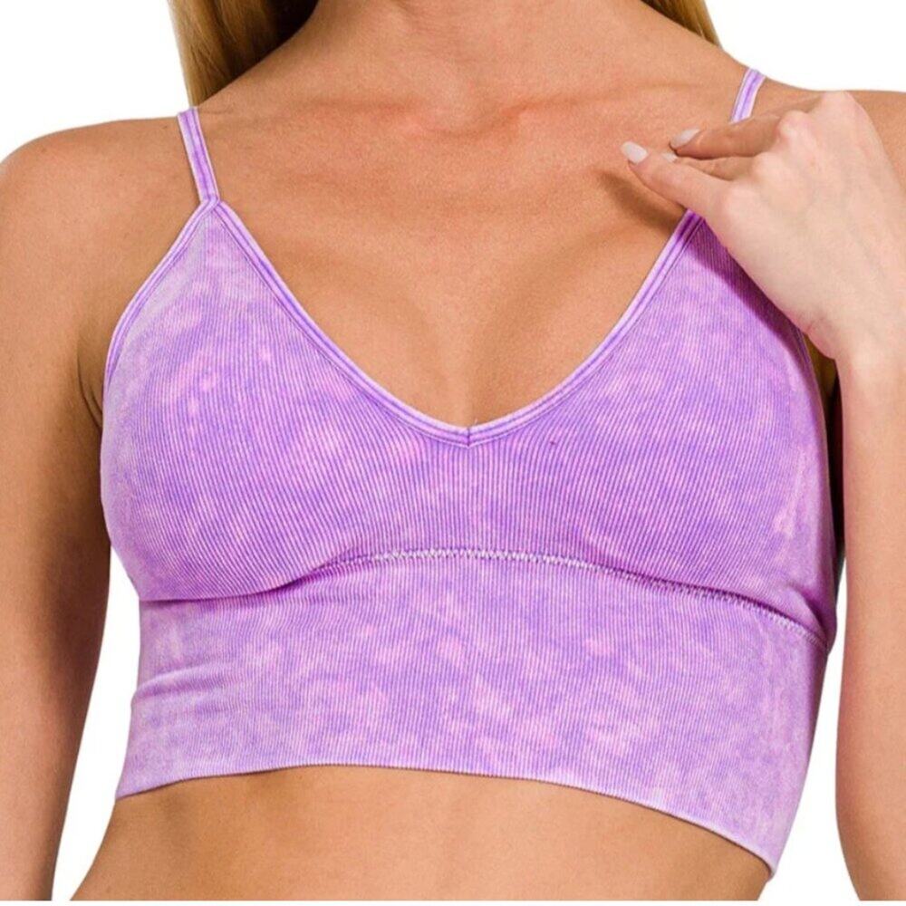 Zenana Padded V-Neck Bralette Cami – Lavender, Small